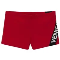 Venice beach Boxer-Badehose , Herren, Gr. 7, N-Gr, rot, Recycling-Polyamid, unifarben mit Farbeinsatz, Badehosen Boxer-Badehose, mit Logo-Schriftzug