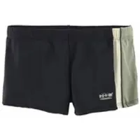 H.I.S. Boxer-Badehose H.I.S, Herren, Gr. 7, N-Gr, schwarz (schwarz, oliv), Polyamid, Badehosen Boxer-Badehose, mit Kontrasteinsätzen
