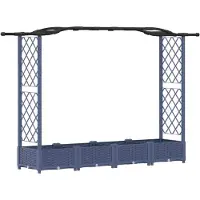 vidaXL Hochbeet mit Rankgitter und Dach Grau 207 x 40 x 123 cm PP