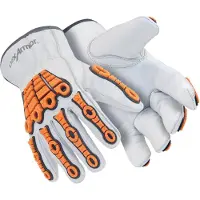 Uvex Chrome SLT 4060, Werkstatthandschuhe, Grau, Orange, Weiß, Schnittfest, Hitzebeständig, Schlagfest, Ölbeständig, EN 388:2016 CE 2X23EP EN 407: 2004 CE X1XXXX, Leder