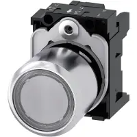 Siemens 3SU1251-0EB70-0AA0 Drucktaster, beleuchtet, 22mm, rund, Metall, hochglanz, klar 3SU12510EB700AA0