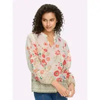 HEINE Druckbluse in champagner-schilf-bedruckt | Gr.: 36