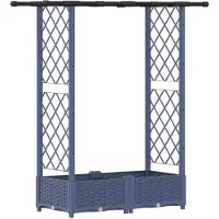 Syfax Hochbeet mit Rankgitter und Dach Grau 122,5 x 40 x 121 cm PP