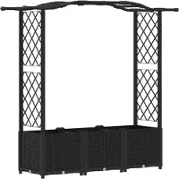 vidaXL Hochbeet mit Rankgitter und Dach Schwarz 164 x 40 x 138 cm PP