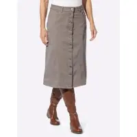 Inspirationen Jeansrock , Damen, Gr. 21, grau (taupe), 97% Baumwolle, 3% Elasthan, unifarben, wadenlang, Röcke Jeansrock