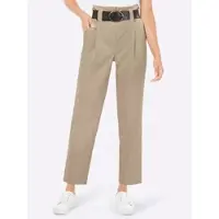 Création L Bundfaltenhose , Damen, Gr. 44, Normalgrößen, beige, 63% Lyocell, 37% Polyester, unifarben, lang, Hosen Bundfaltenhose