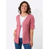 Casual Looks Strickjacke , Damen, Gr. 42, erdbeere, weiß, meliert, 100% Baumwolle, meliert, Strickjacken Strickjacke