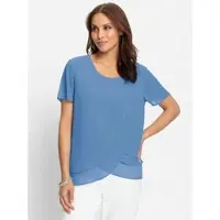 Lady Georgettebluse , Damen, Gr. 40, blau (himmelblau), 100% Polyester, unifarben, Rundhals, Blusen Georgettebluse