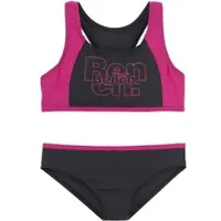 Bench Bustier-Bikini ., Jungen, Gr. 158/164, N-Gr, schwarz (schwarz, pink), Recycling-Polyamid, kontrastfarbene Details, Bikini-Sets Bustier-Bikini, mit kontrastfarbigen Einsätzen
