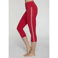 H.I.S. Caprileggings H.I.S, Damen, Gr. XL (48/50), N-Gr, rot, Single Jersey, Obermaterial: 95% Baumwolle, 5% Elasthan, unifarben, körpernah ca. Mitte Wade, Hosen Caprileggings