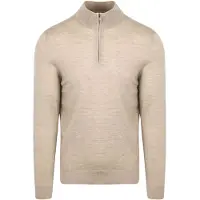 Suitable Merino Half Zip Pullover Sand Slim-Fit