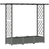 vidaXL Hochbeet mit Rankgitter und Dach Hellgrau 164 x 40 x 121 cm PP