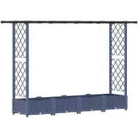vidaXL Hochbeet mit Rankgitter und Dach Grau 203 x 40 x 121 cm PP