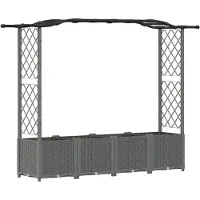 vidaXL Hochbeet mit Rankgitter und Dach Hellgrau 204 x 40 x 138 cm PP
