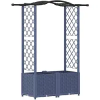 vidaXL Hochbeet mit Rankgitter und Dach Grau 125 x 40 x 138 cm PP