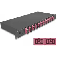 DeLOCK 19″ LWL Spleißbox 12 x SC Duplex OM4 1HE komplett bestückt, Schwarz, Metall, 482 mm, 220 mm, 44 mm