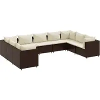 Syfax 9-tlg. Garten-Lounge-Set mit Kissen Braun Poly Rattan