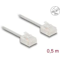 DeLOCK RJ45 Netzwerkkabel Cat.6 UTP Ultra Slim 0,5 m grau mit kurzen Steckern, 0,5 m, Cat6, U/UTP (UTP), RJ-45, RJ-45, Grau