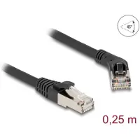 DeLOCK RJ45 Netzwerkkabel Cat.6A S/FTP Stecker 45° nach rechts gewinkelt zu Stecker gerade 0,25 m schwarz, 0,25 m, Cat6a, S/FTP (S-STP), RJ-45, RJ-45, Schwarz
