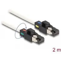DeLOCK Netzwerkkabel RJ45 Stecker zu Stecker Cat.6A S/FTP mit drehbarer Farbmarkierung 2 m weiß, 2 m, Cat6a, S/FTP (S-STP), RJ-45, RJ-45, Weiß