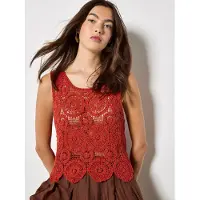 Apricot Crop-Top "Crop-Top" Gr. 42, orange, Tops, Damen, XL (42), Strick, Obermaterial: 96% Baumwolle CO. 4% Polyamid PA., gemustert, Crop-Top, mit Häkeldetails