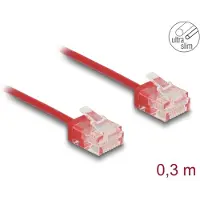 DeLOCK RJ45 Netzwerkkabel Cat.6 UTP Ultra Slim 0,3 m rot mit kurzen Steckern, 0,3 m, Cat6, U/UTP (UTP), RJ-45, RJ-45, Rot