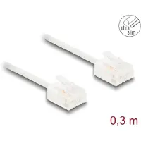 DeLOCK RJ45 Netzwerkkabel Cat.6 UTP Ultra Slim 0,3 m weiß mit kurzen Steckern, 0,3 m, Cat6, U/UTP (UTP), RJ-45, RJ-45, Weiß