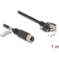 DeLOCK M12 Kabel A-kodiert 8 Pin Buchse zu RJ45 Stecker mit Schrauben Cat.5e FTP 1 m schwarz, 1 m, Cat5e, F/UTP (FTP), M12, RJ-45, Schwarz