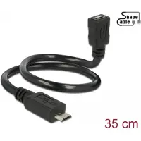 DeLOCK 0.35m, 2xUSB2.0 Micro-B, 0,35 m, Micro-USB B, Micro-USB B, USB 2.0, Männlich/Weiblich, Schwarz