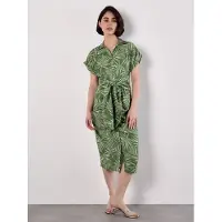 Apricot Midikleid "Midiekleid", Damen, Gr. M (38), N-Gr, grün, Obermaterial: 90% Viskose CV. 10% Nylon NY., gemustert, Kleider Midikleid, mit Blätterdruck
