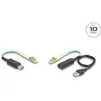 DeLOCK USB 10 Gbps Typ-A Extender Set über LC Duplex Kabel, 0,2 m, USB A, 10 Gbit/s, Schwarz