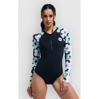 Roxy Badeanzug "Active", Damen, Gr. XL, blau (anthrazit im fleur real), Obermaterial: 75% Nylon, 25% Elasthan., Badeanzüge Badeanzug