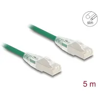 DeLOCK RJ45 Netzwerkkabel Cat.6A Stecker zu Stecker mit gebogener Rastnase U/FTP Slim 5 m grün, 5 m, Cat6a, U/FTP (STP), RJ-45, RJ-45, Grün