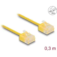 DeLOCK RJ45 Netzwerkkabel Cat.6 UTP Ultra Slim 0,3 m gelb mit kurzen Steckern, 0,3 m, Cat6, U/UTP (UTP), RJ-45, RJ-45, Gelb