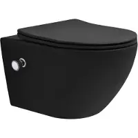 LuxeBath Spülrandloses Wand Hänge-WC mit Bidet-Funktion, Schwarz, lang, Tornadospülung, mit Nano Beschichtung