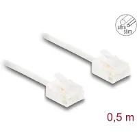 DeLOCK RJ45 Netzwerkkabel Cat.6 UTP Ultra Slim 0,5 m weiß mit kurzen Steckern, 0,5 m, Cat6, U/UTP (UTP), RJ-45, RJ-45, Weiß