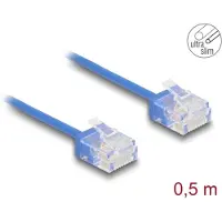 DeLOCK RJ45 Netzwerkkabel Cat.6 UTP Ultra Slim 0,5 m blau mit kurzen Steckern, 0,5 m, Cat6, U/UTP (UTP), RJ-45, RJ-45, Blau