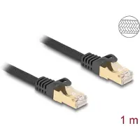 DeLOCK RJ45 Netzwerkkabel mit Geflechtmantel Cat.6A S/FTP Stecker zu Stecker 1 m schwarz, 1 m, Cat6a, S/FTP (S-STP), RJ-45, RJ-45, Schwarz