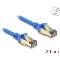 DeLOCK RJ45 Netzwerkkabel Cat.8.1 F/FTP Slim 0,3 m blau, 0,3 m, Cat8.1, F/FTP (FFTP), RJ-45, RJ-45, Blau