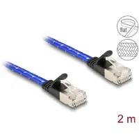 DeLOCK RJ45 Flachband Netzwerkkabel mit Geflechtmantel Cat.6A U/FTP 2 m blau, 2 m, Cat6a, U/FTP (STP), RJ-45, RJ-45, Blau
