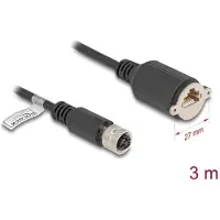 DeLOCK M12 Kabel D-kodiert 4 Pin Buchse zu RJ45 Buchse zum Einbau Cat.5e FTP 3 m schwarz, 3 m, Cat5e, F/UTP (FTP), M12, RJ-45, Schwarz