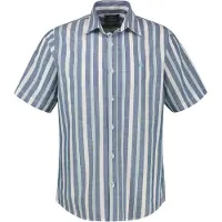 Lerros 1100000002199 "Kurzarmhemd mit modischen Streifen aus reiner Baumwolle", Herren, Gr. S, Normalgrößen, grün (true blau), 100% Baumwolle, Hemden 1100000002199