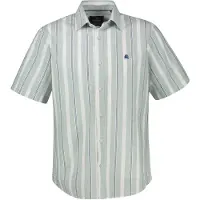 Lerros Kurzarmhemd "Bequemes Kurzarmhemd mit stylishen Streifen, große Größen", Herren, Gr. 5XL, Normalgrößen, grün (bay grün), 100% Baumwolle, Hemden Kurzarmhemd