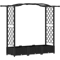 vidaXL Hochbeet mit Rankgitter und Dach Schwarz 169 x 40 x 123 cm PP
