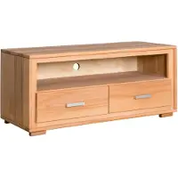Woodline TV-Lowboard 2 Schubladen Kernbuche Massivholz geölt, Genf Natur, Auszug ohne Softclose 112x45x49 cm
