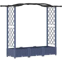 vidaXL Hochbeet mit Rankgitter und Dach Grau 169 x 40 x 123 cm PP