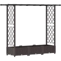 vidaXL Hochbeet mit Rankgitter und Dach Braun 164 x 40 x 121 cm PP