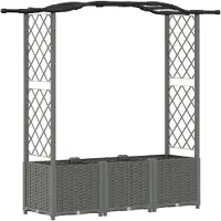 vidaXL Hochbeet mit Rankgitter und Dach Hellgrau 164 x 40 x 138 cm PP