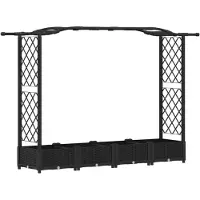 Syfax Hochbeet mit Rankgitter und Dach Schwarz 207 x 40 x 123 cm PP