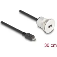 DeLOCK USB 2.0 Micro-B Einbaubuchse mit Kabelpeitsche 30 cm Aluminium